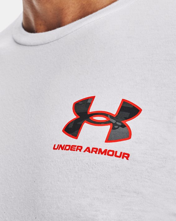 Men's UA ABC Camo Fill Wordmark Short Sleeve, Gray, pdpMainDesktop image number 3